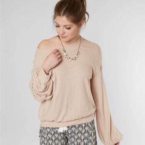 Free People Beach TGIF pullover sweatsh tan size medium ob615289